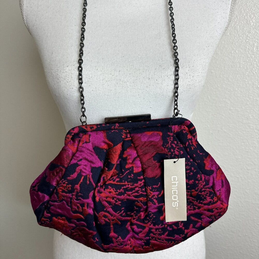 NWT Colorful Taffeta Clutch Small Bag Purse Party Evening Bag  Chain
